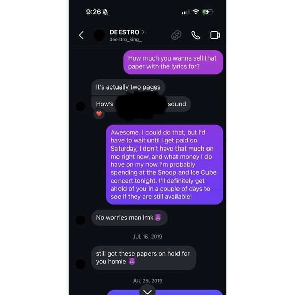 Handwritten Lyrics To Unreleased Song By Godemis of Ces Cru Strange Music - Picture 7 of 9